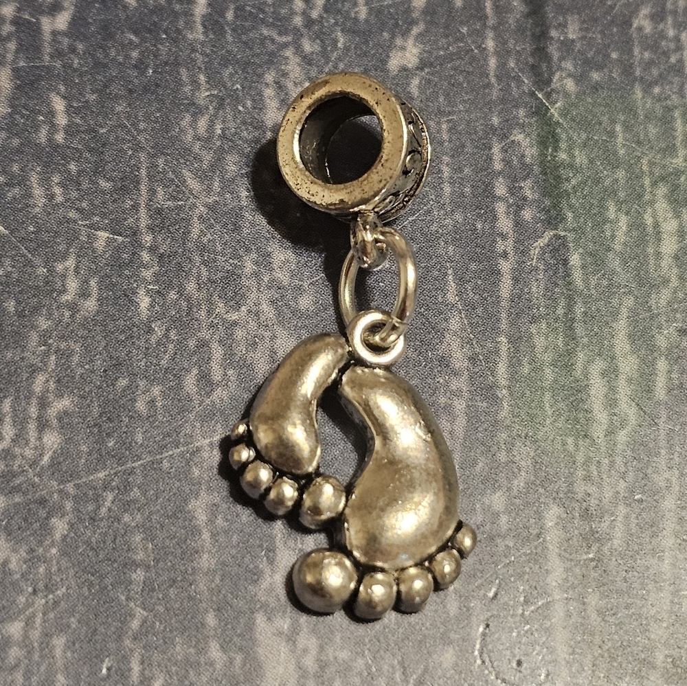 Silver baby feet charm or pendant
